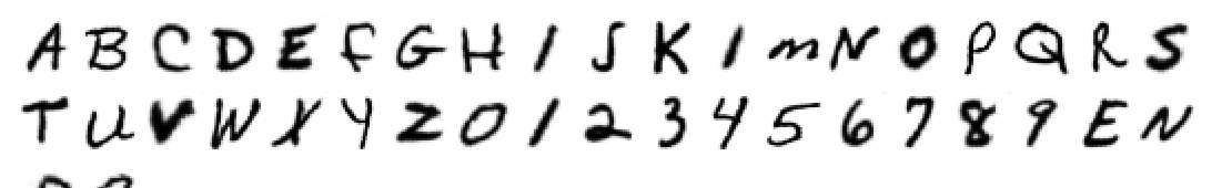 Neuronale handschriftliche Zeichen auf weißem Papier